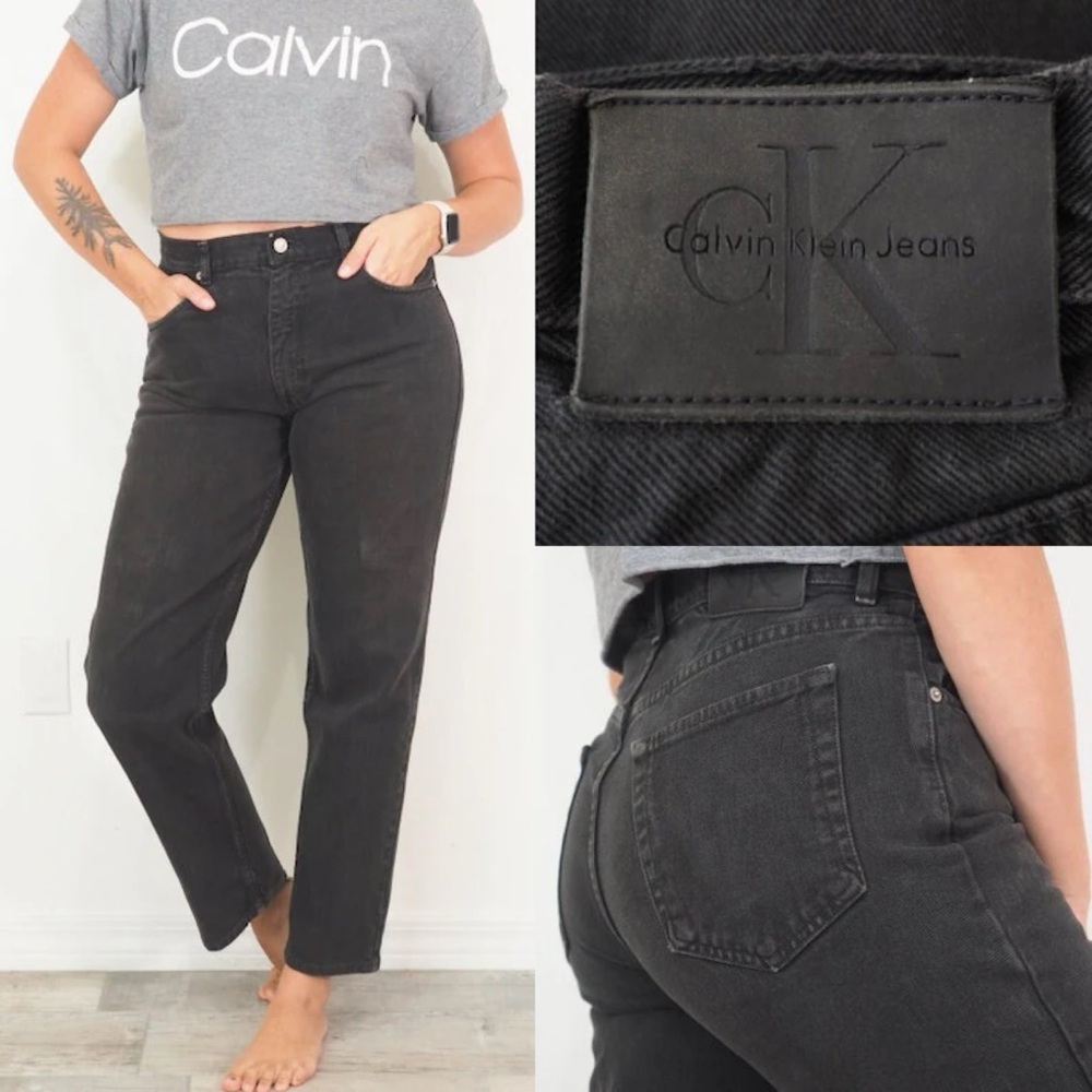 Classic 90s Calvin Klein Straight Fit Black Wash Jeans - Size 9
